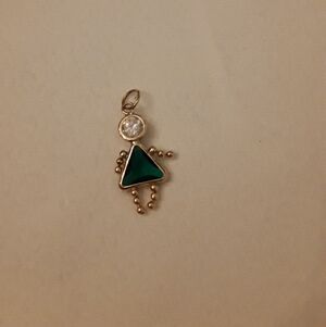 14k gold birthstone dark green girl charm or pendant